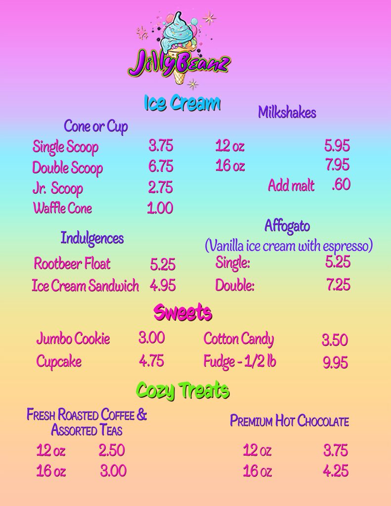 JillyBeanz Menu