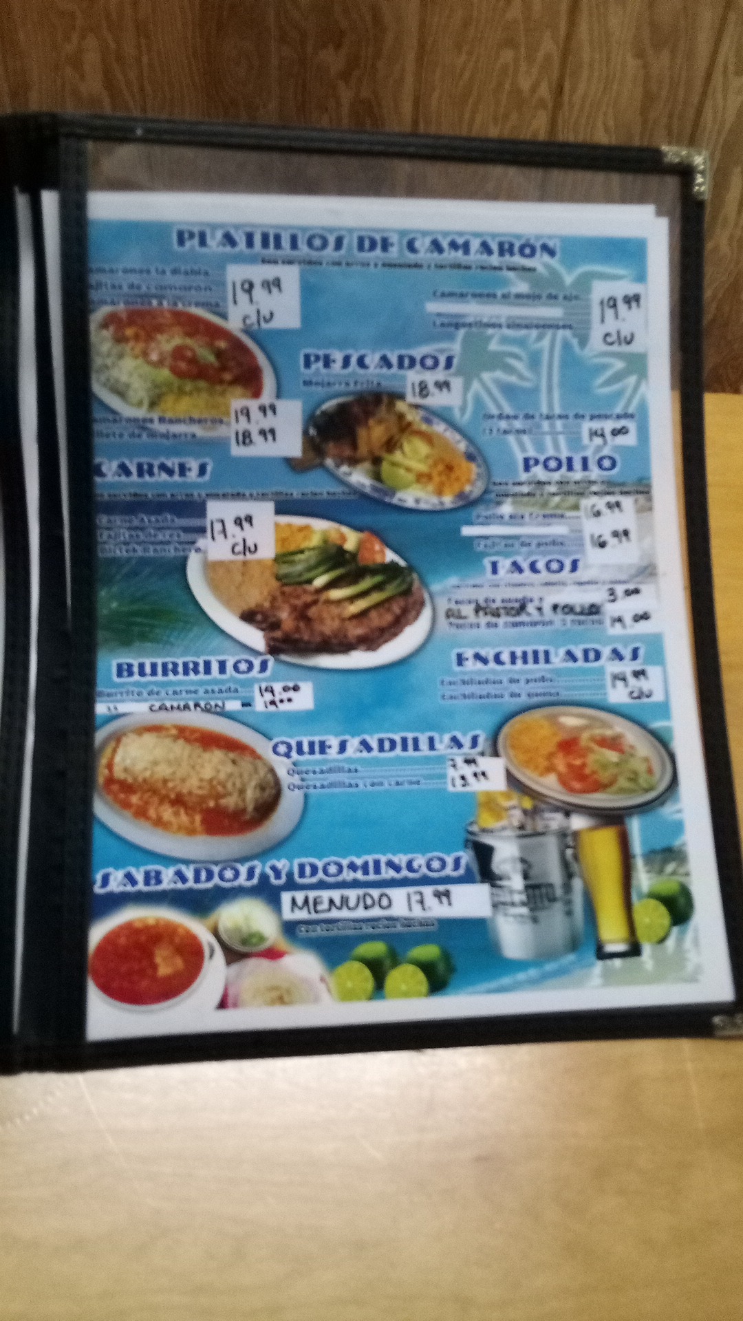 7 Mares Restaurant Menu
