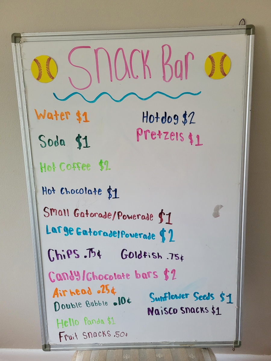 Aston AA Snack Stand Menu