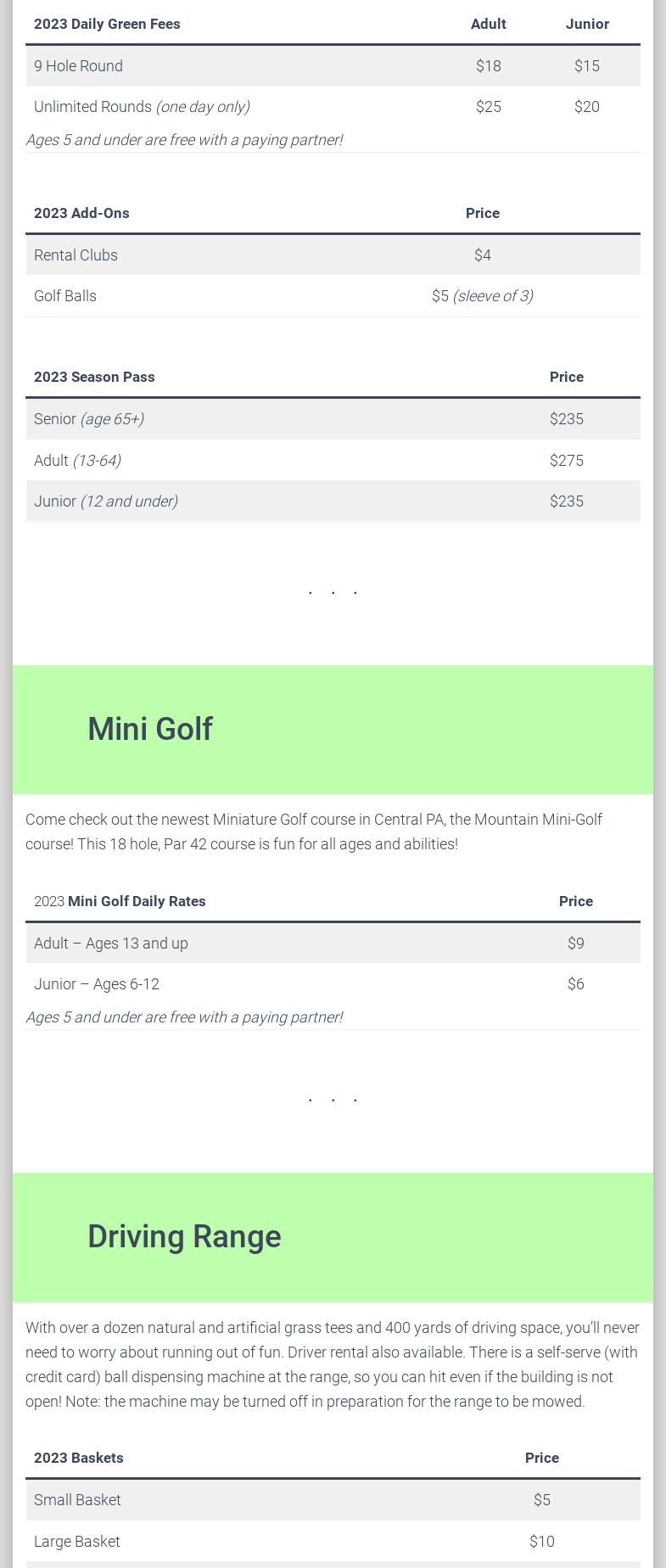 Edges Pub at Tussey Mountain Lodge Menu