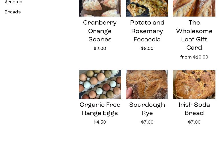 The Wholesome Loaf Menu