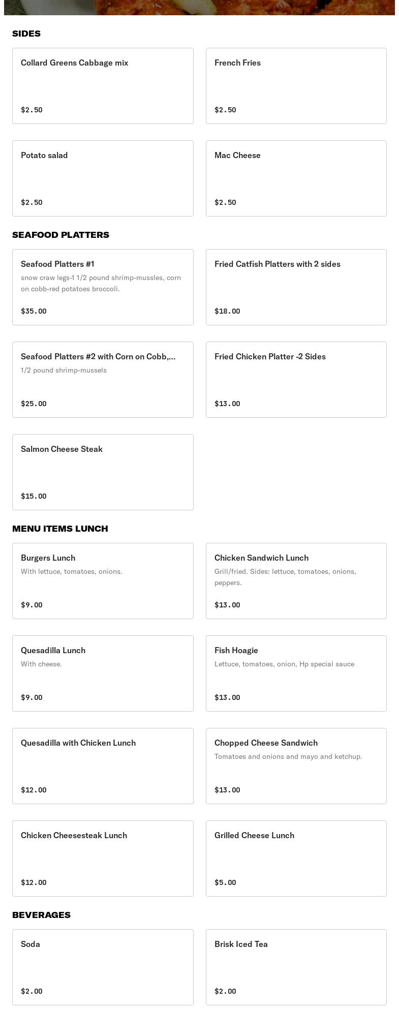 Taste & Tell Cafe Menu