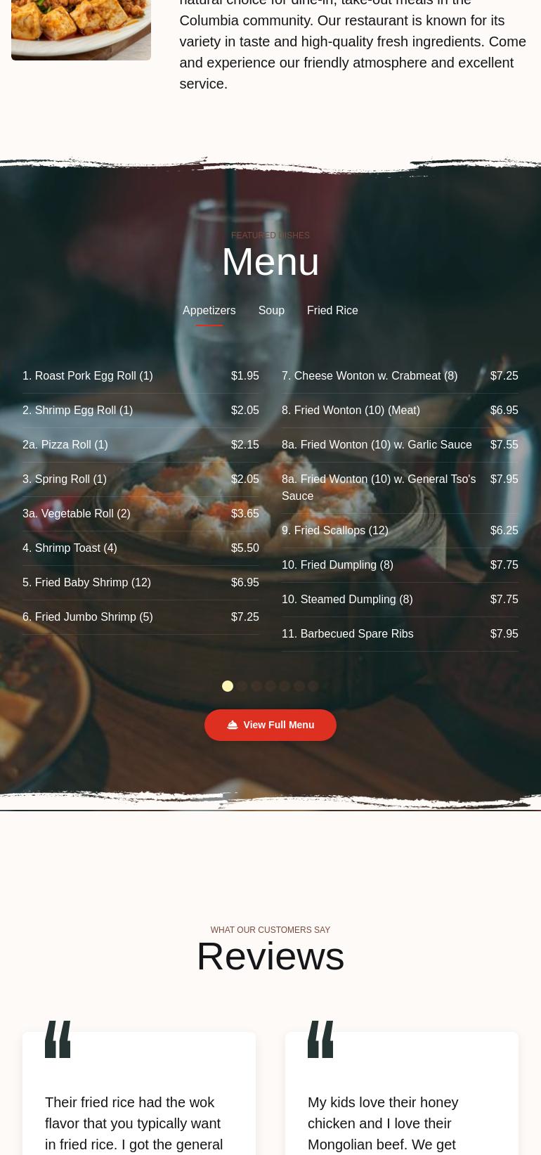 Yang's Garden Restaurant Menu