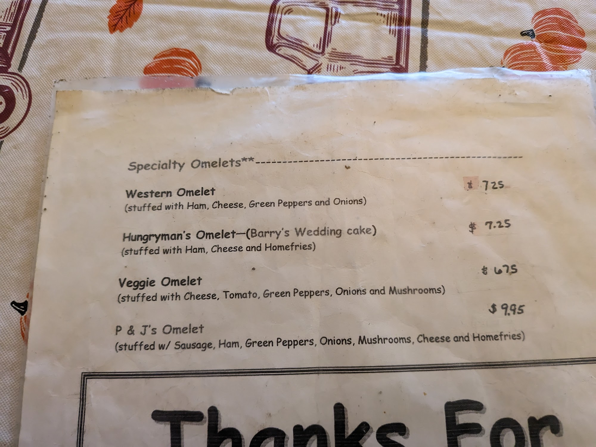 P & J's Menu