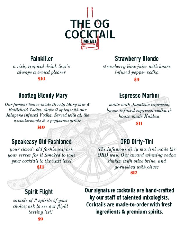 Old Republic Distillery Tavern Menu