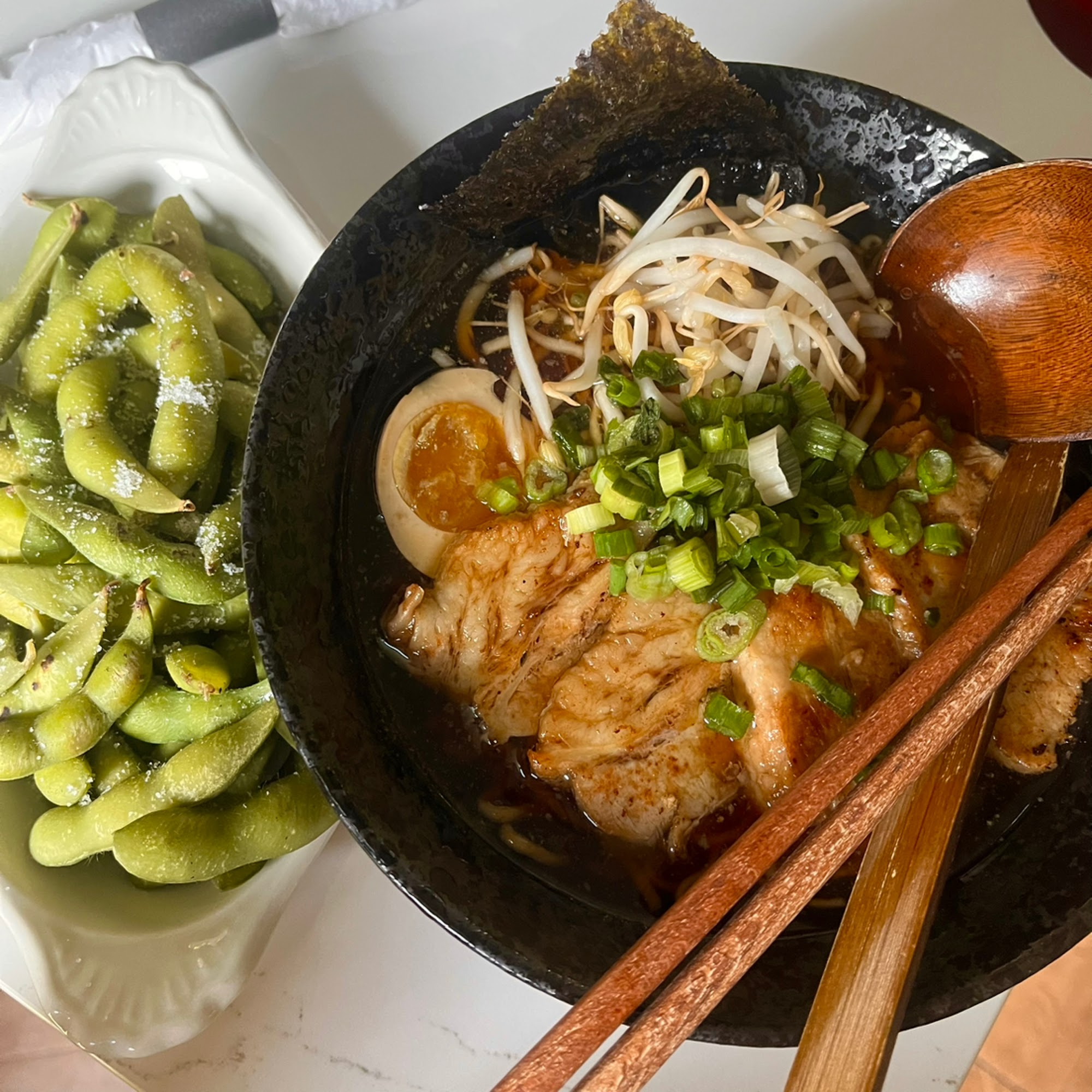 Wooden Ladle Ramen and Rice Bowl