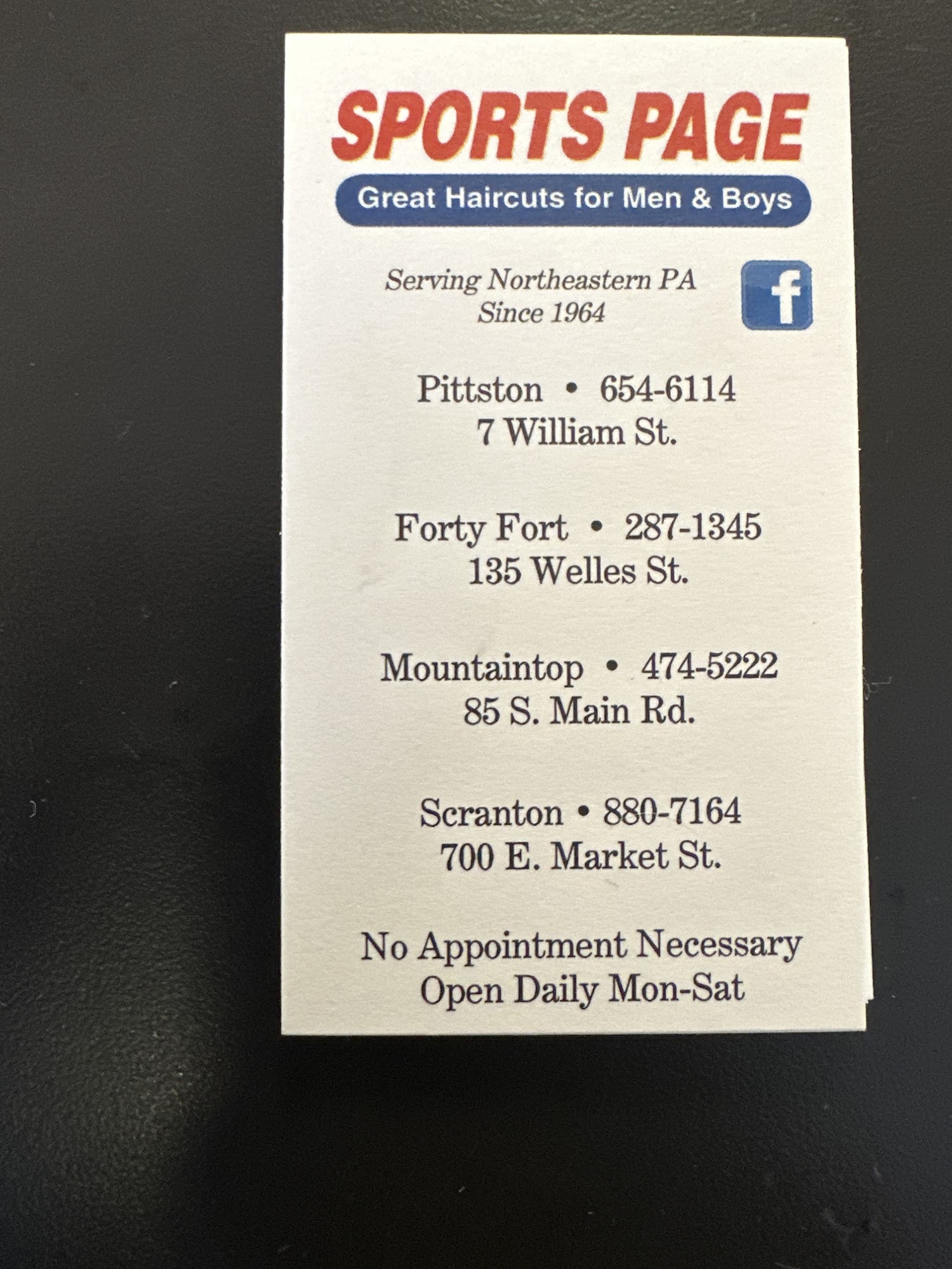 Sports Page Great Hair Cuts for Men & Boys 135 Welles St, Forty Fort Pennsylvania 18704