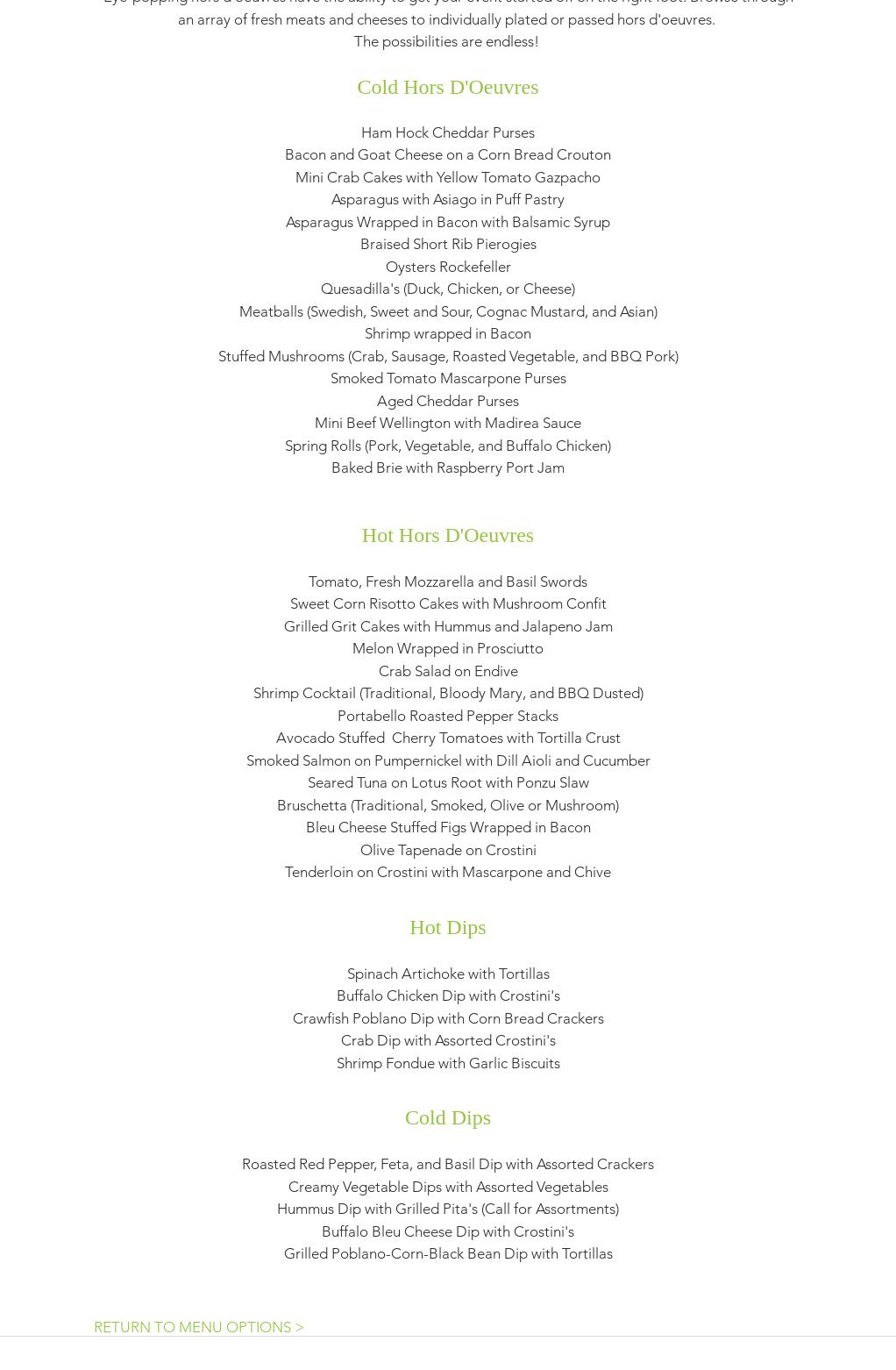 Just Ask Catering LLC Menu
