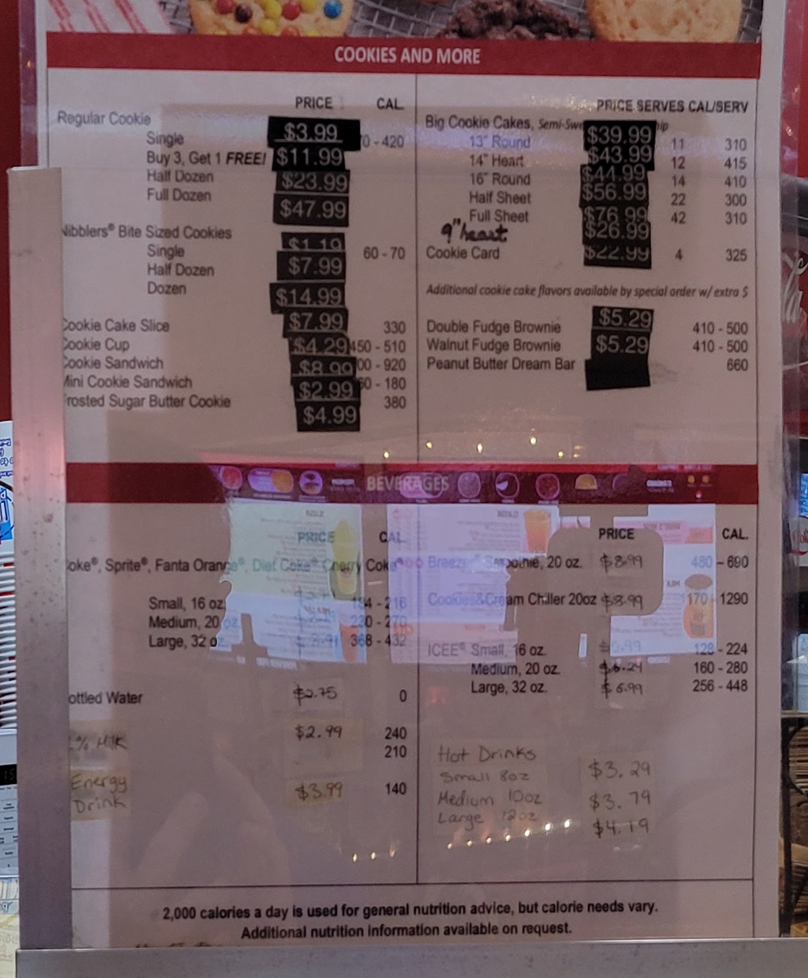 Mrs. Fields Menu