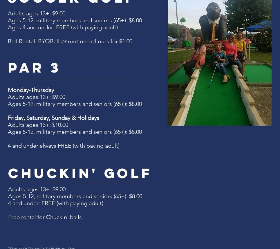 Mars-Bethel Golf Menu