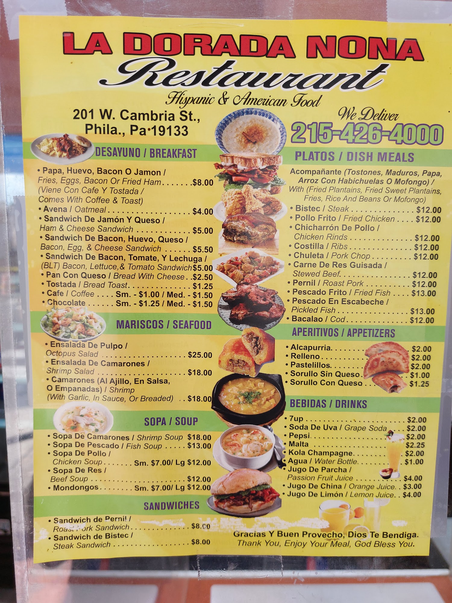 La Dorada Nona Restaurant Menu