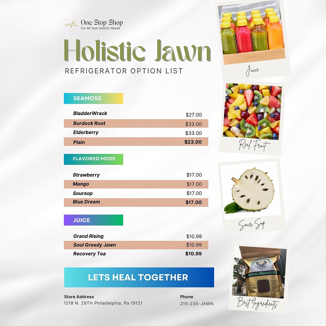 Holistic Jawn Menu