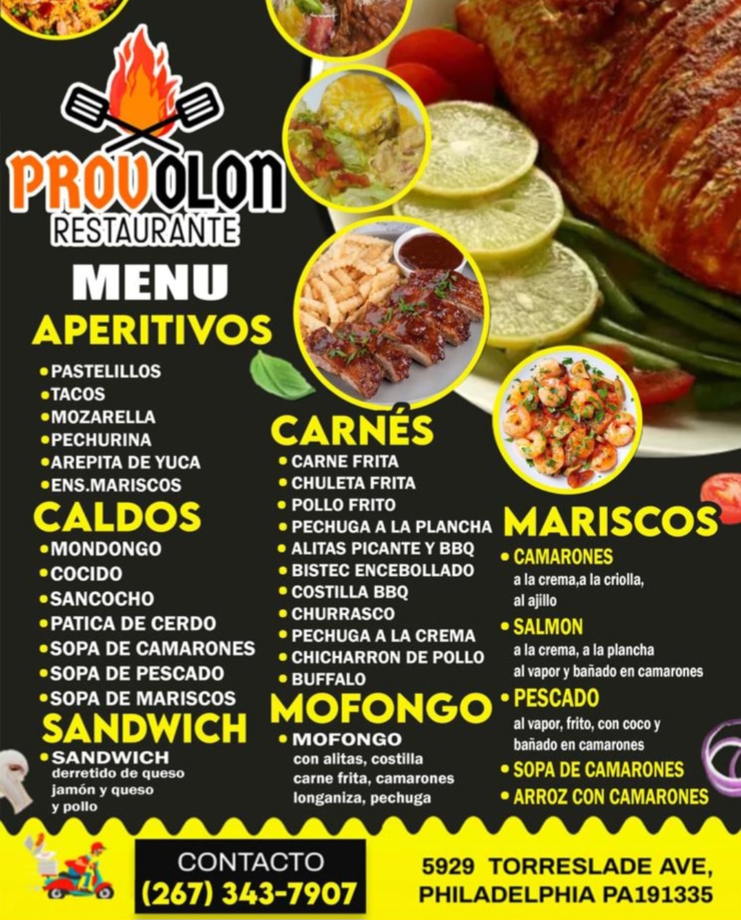 Provolon Dominican Restaurant Menu