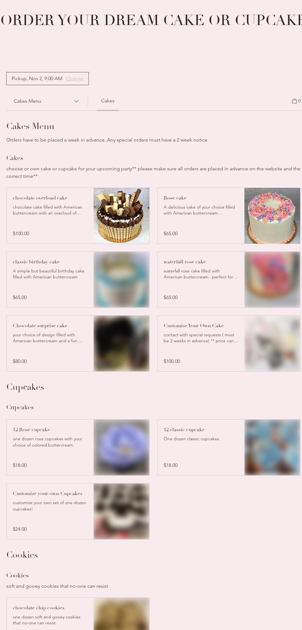 Sweets by Sarah Menu