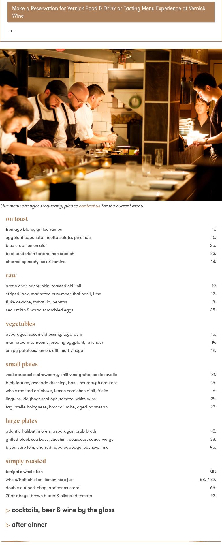 Vernick Wine Shop & Tasting Menu Menu