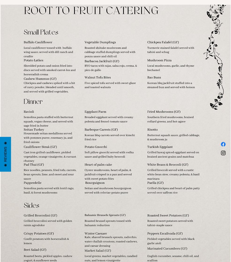 Root To Fruit LLC Menu