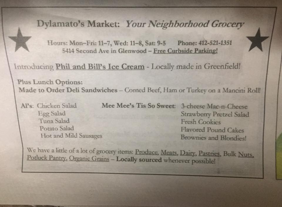 Phil and Bill's Ice Cream Menu