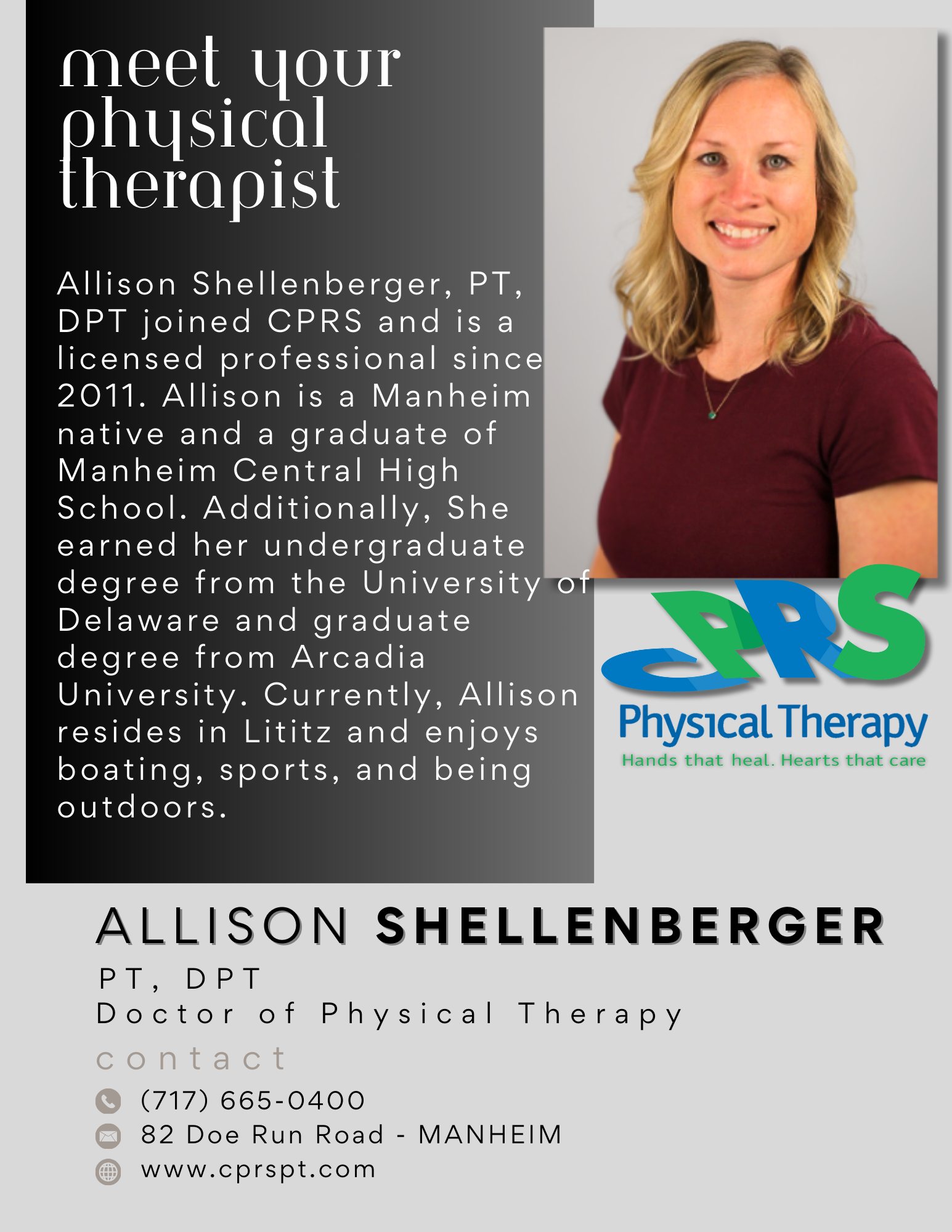 CPRS Physical Therapy 101 S Lime St # A, Quarryville Pennsylvania 17566