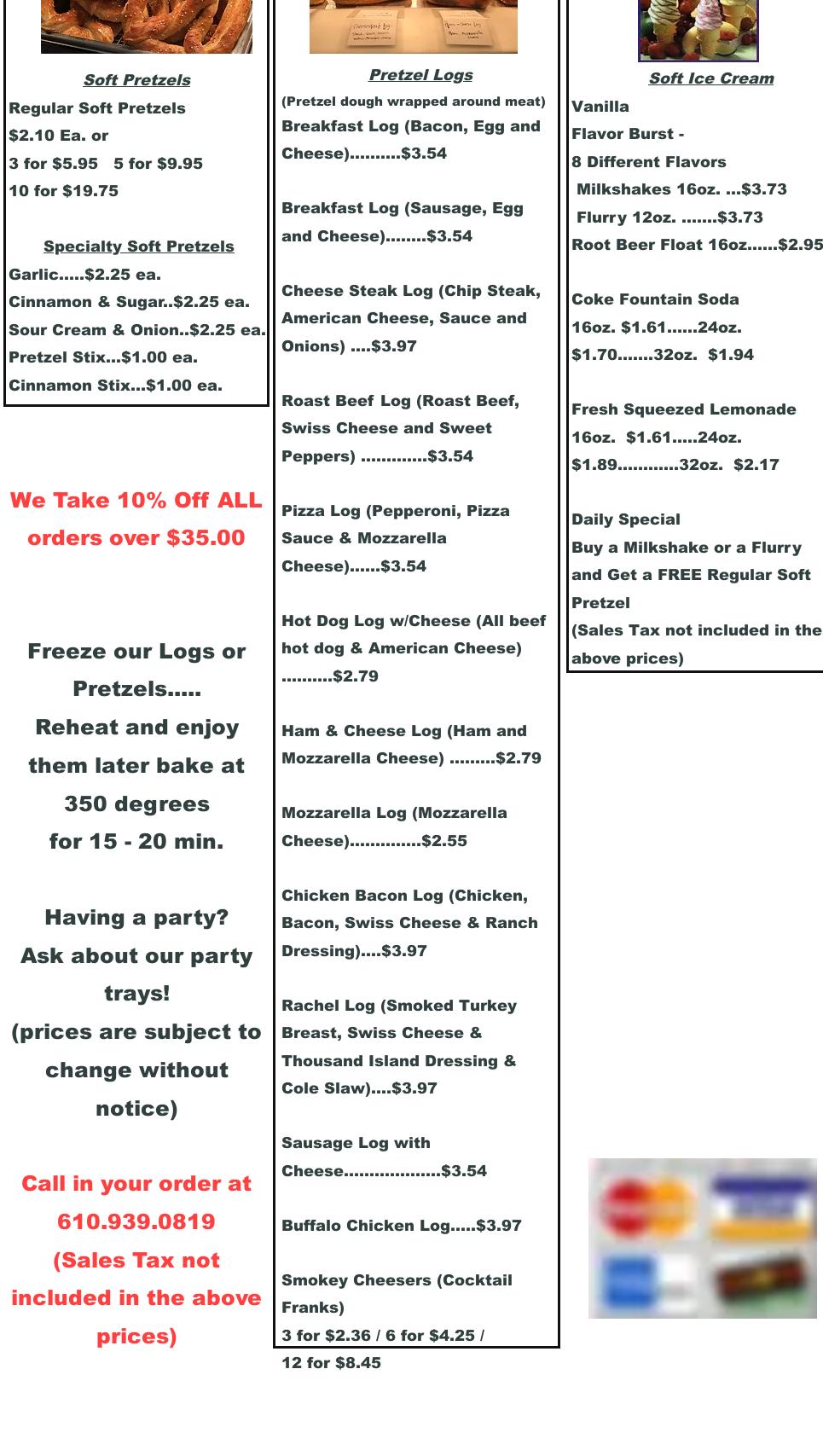 Stoltzfus Pretzels Menu