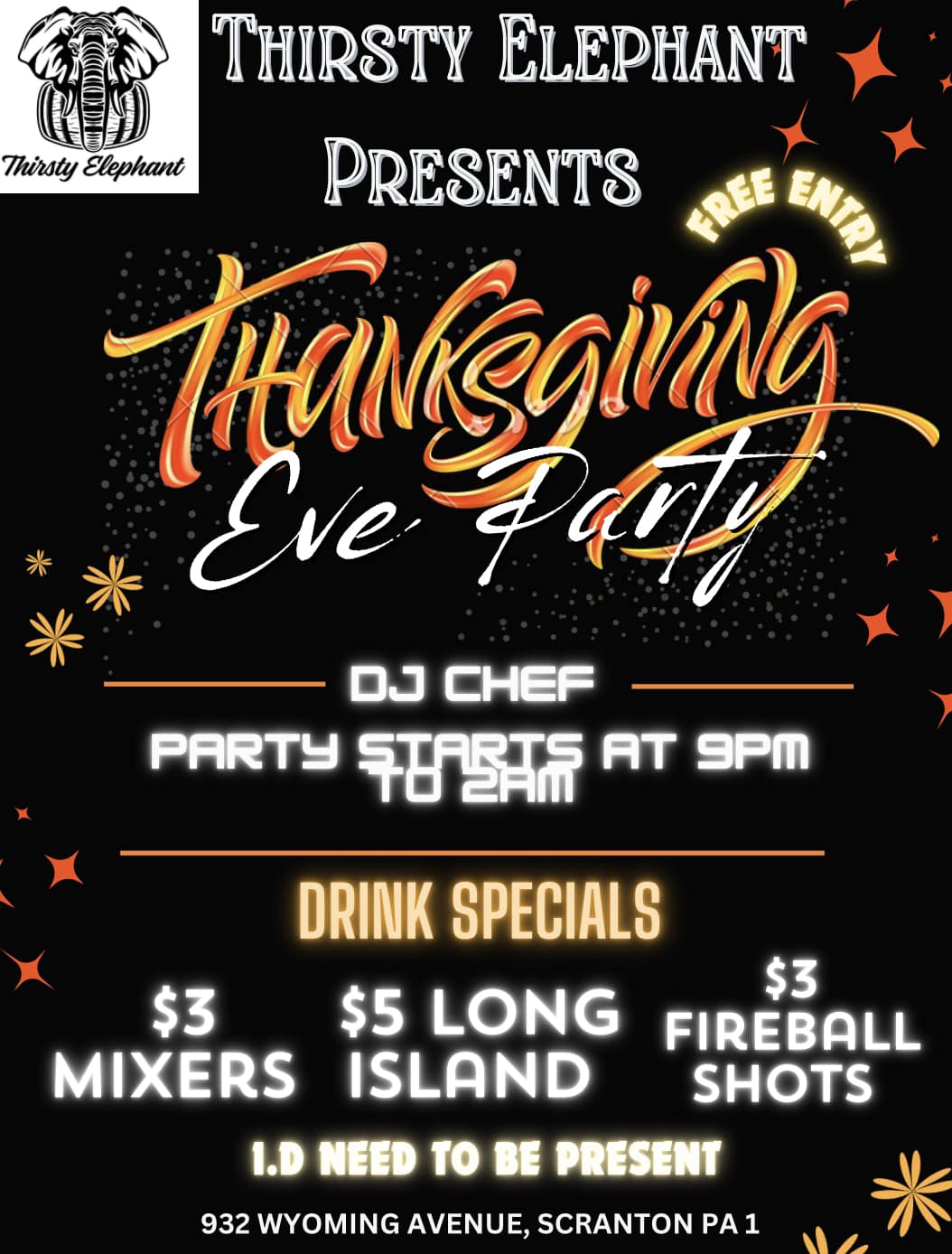 Thirsty Elephant Menu