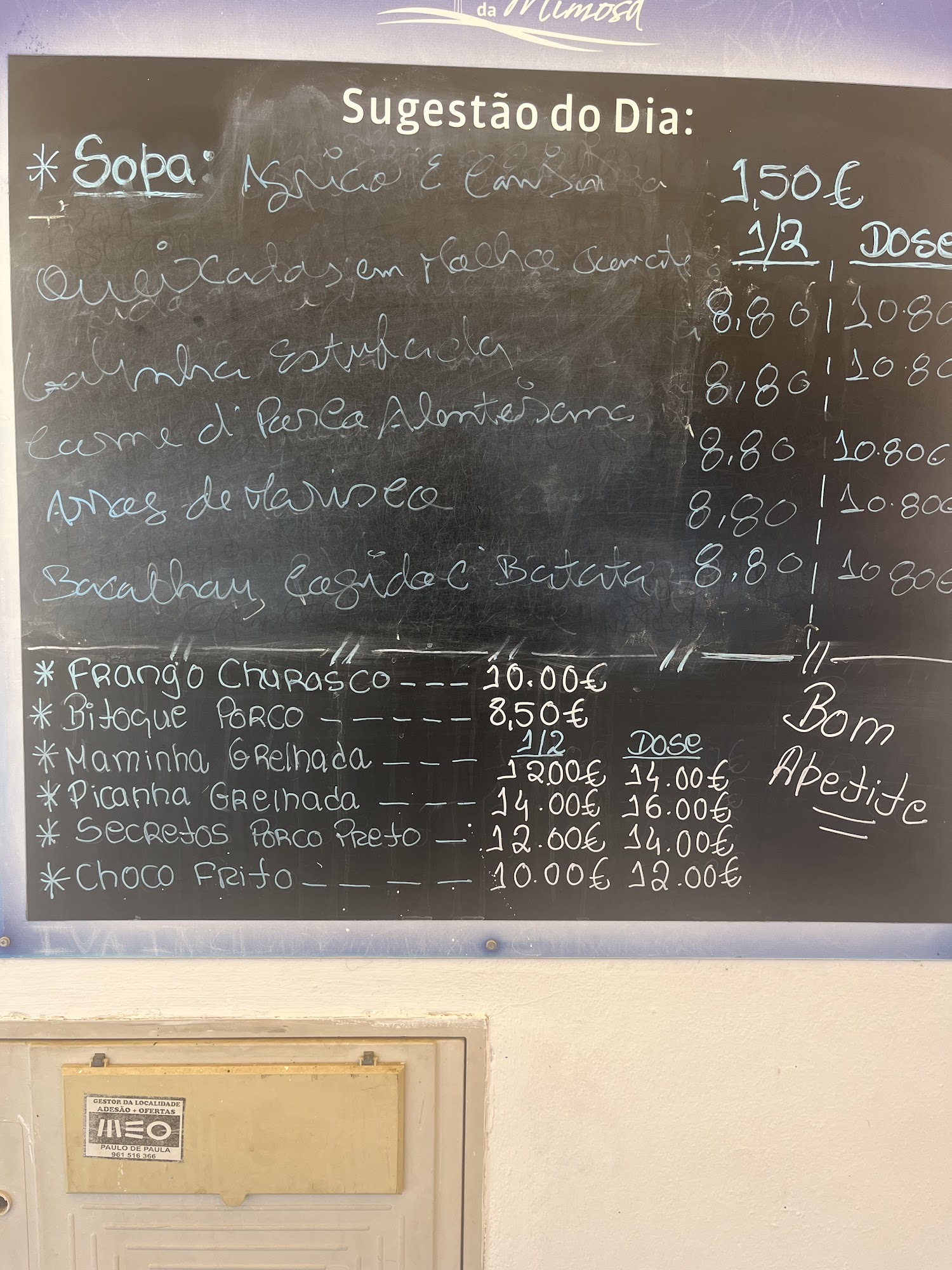 Churrasqueira da Mimosa Menu