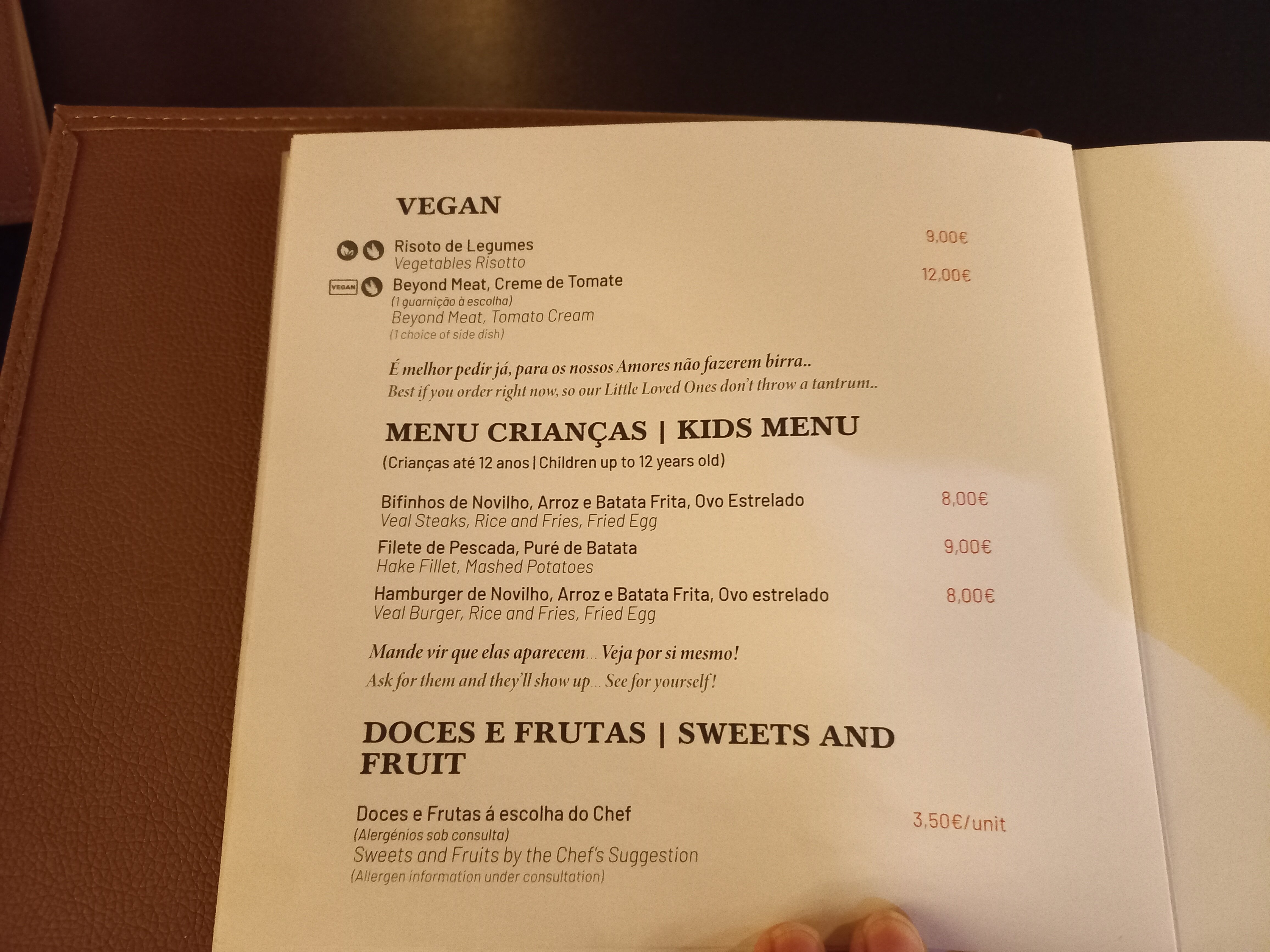 Restaurante Olaria Menu