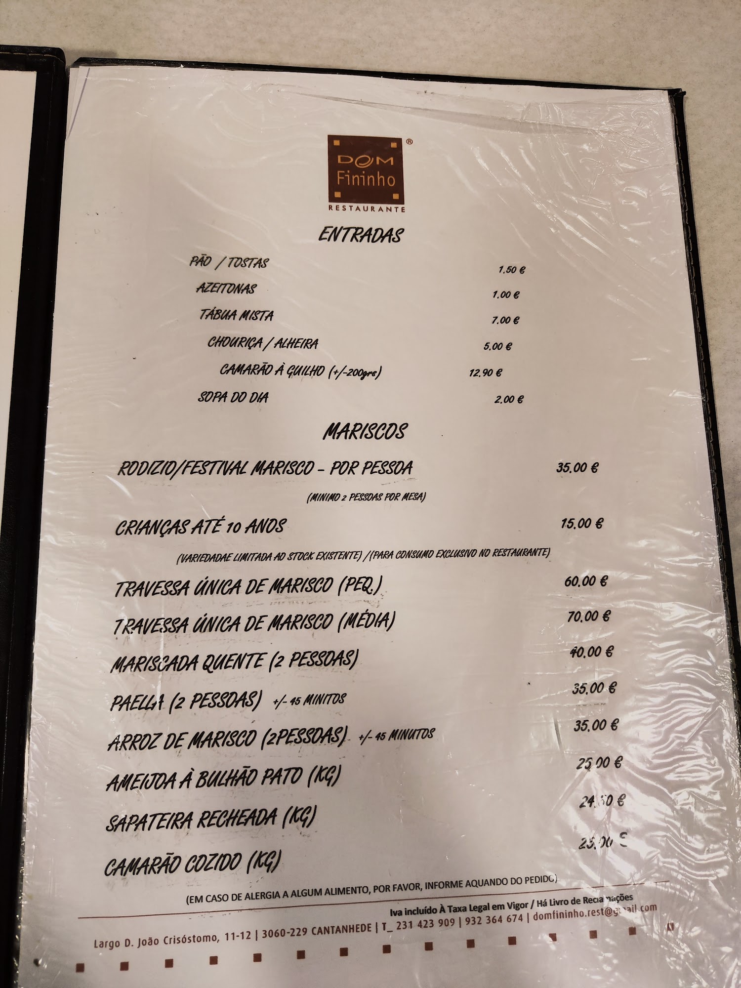 Restaurante Dom Fininho (Dom Fininho - Churrasqueira e Marisqueira) Menu