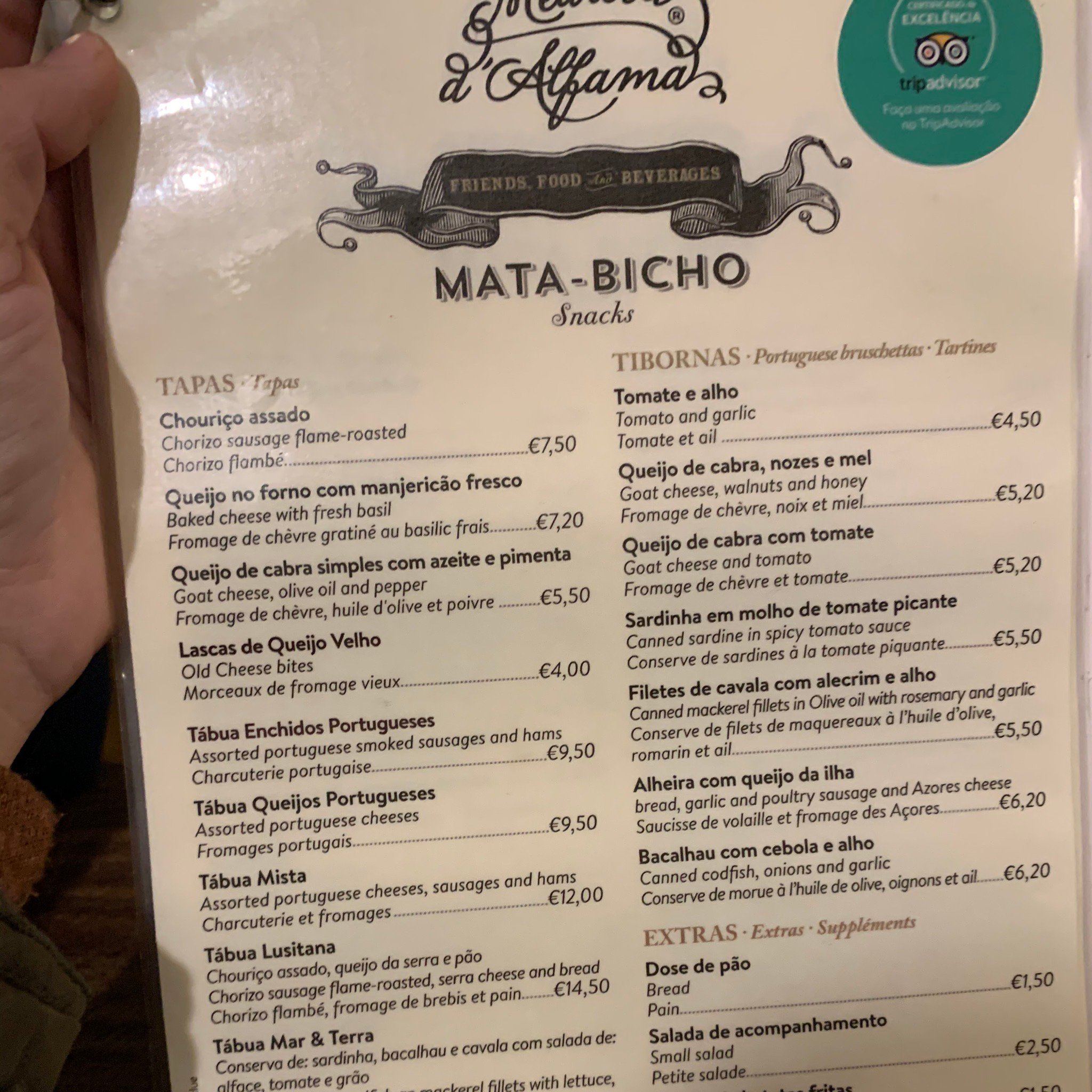 Cafe mata bicho Menu
