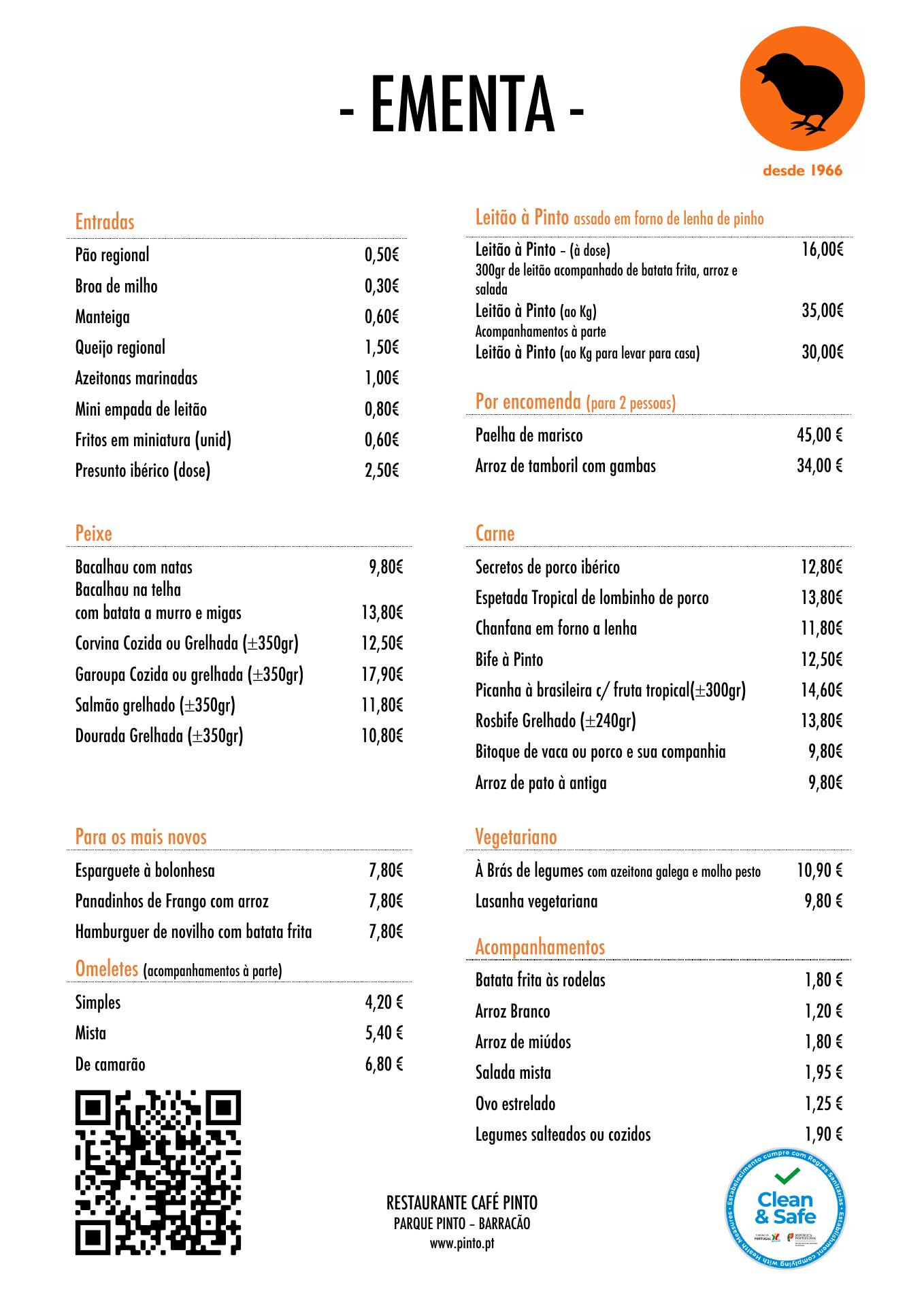 Pinto Menu