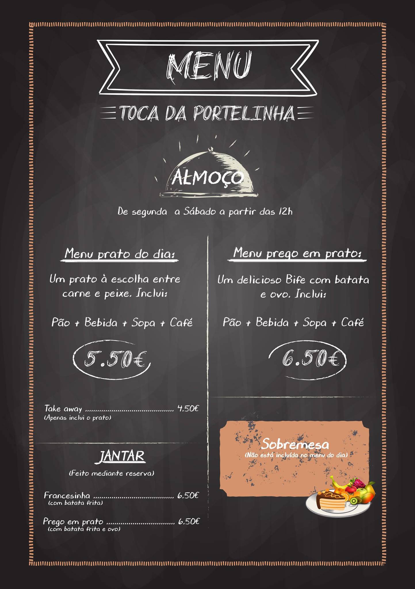 Restaurante Toca da Portelinha Menu