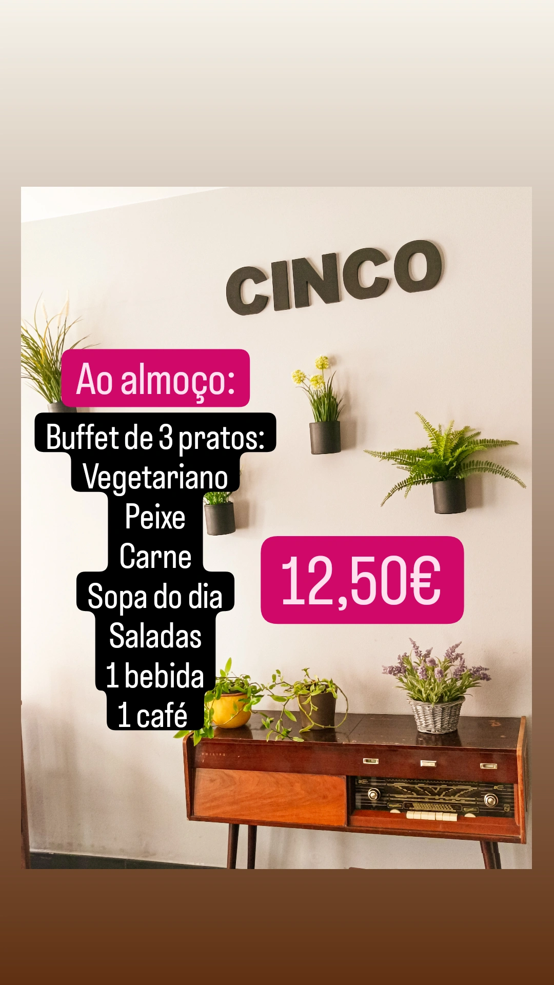 CINCO Cozinha Portuguesa e Vegetariana Menu