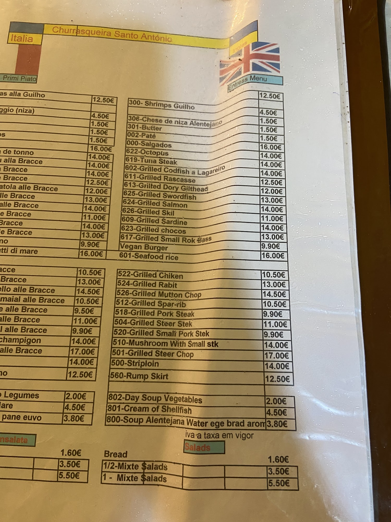 Grelhados No Carvão Menu