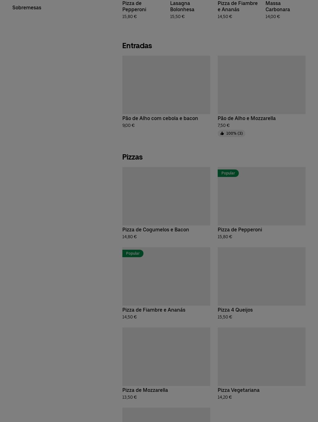 Andiamo Cucina italiana Menu