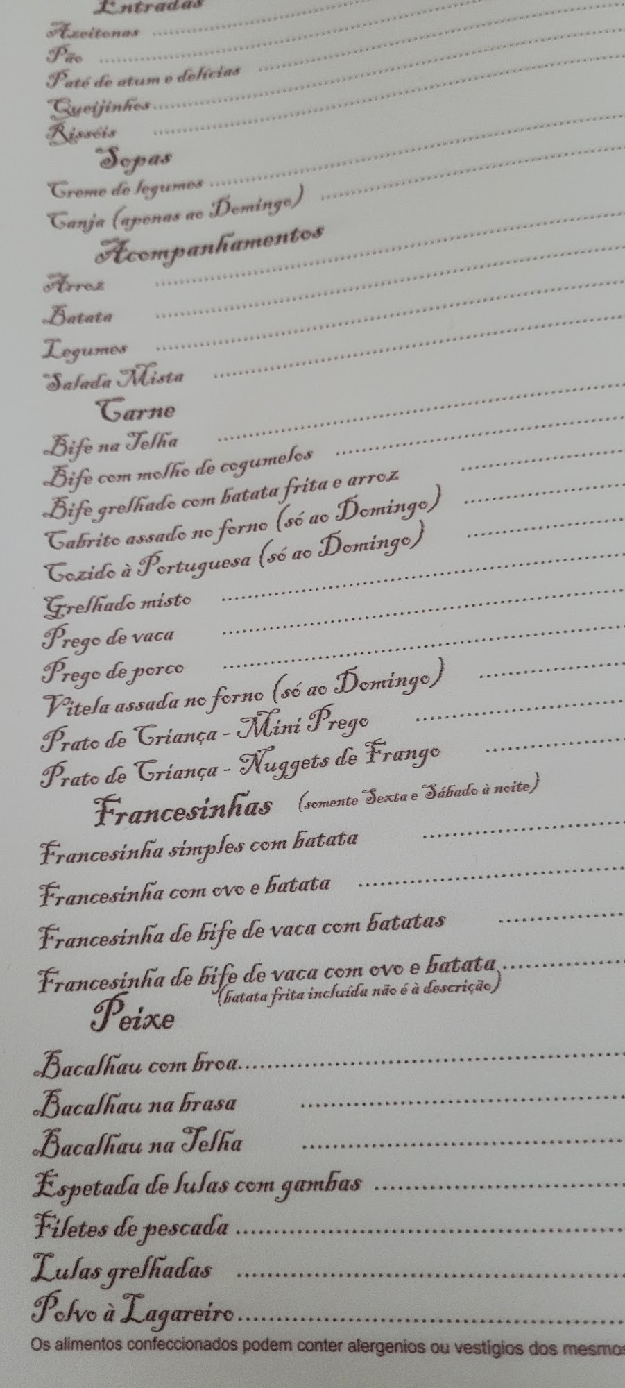 SABOR NA TELHA - Prato do dia Menu