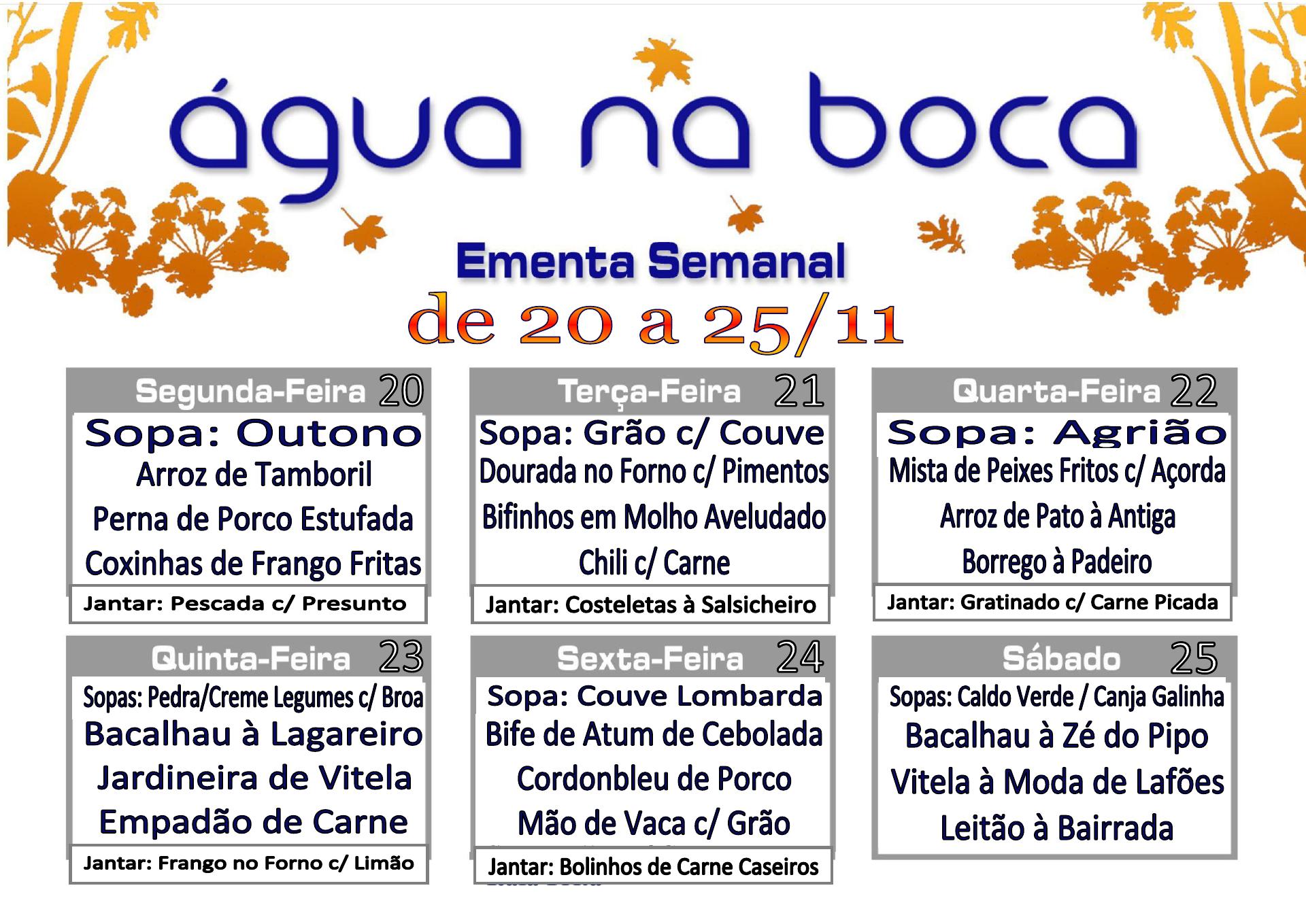 Água Na Boca Pronto-a-comer Menu