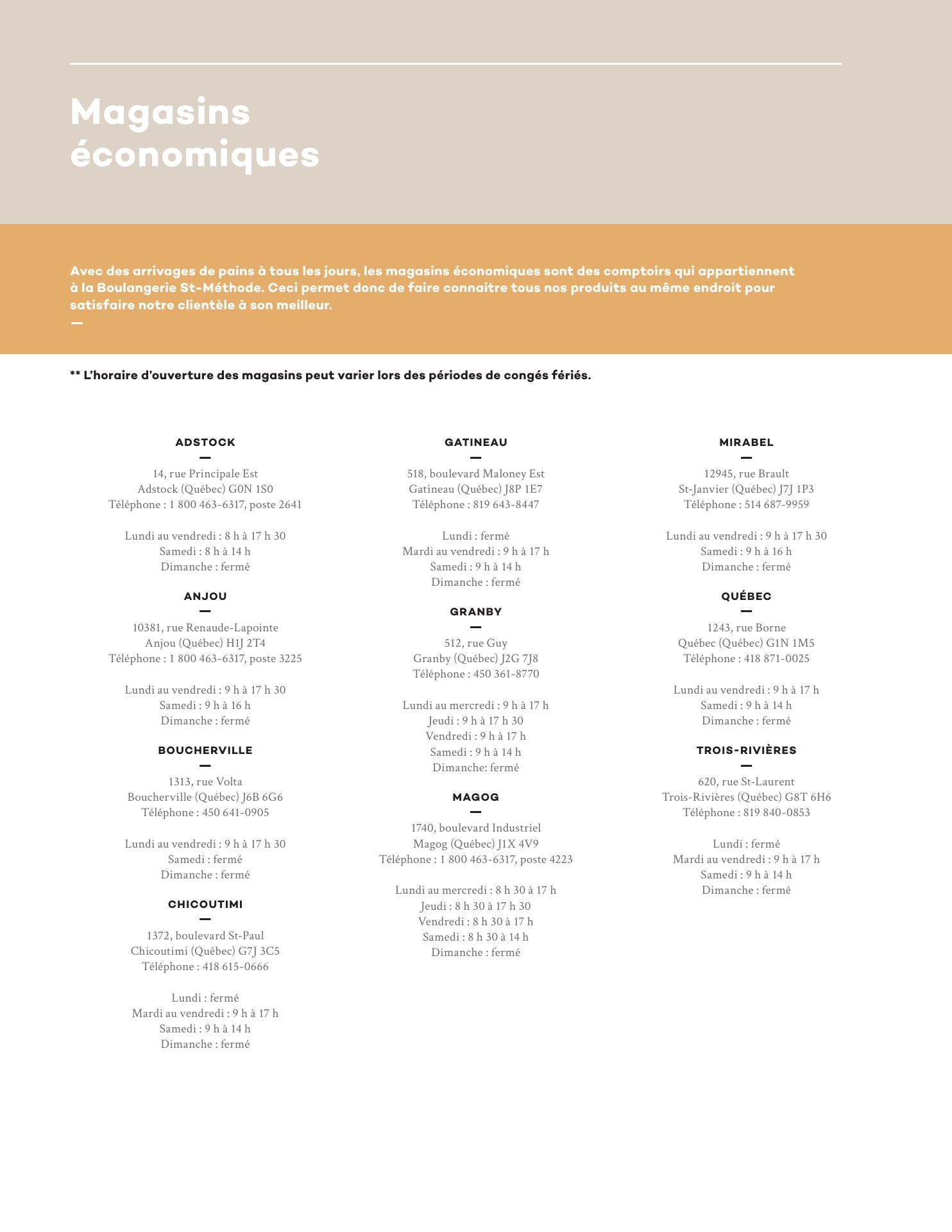 Boulangerie St-Méthode Menu