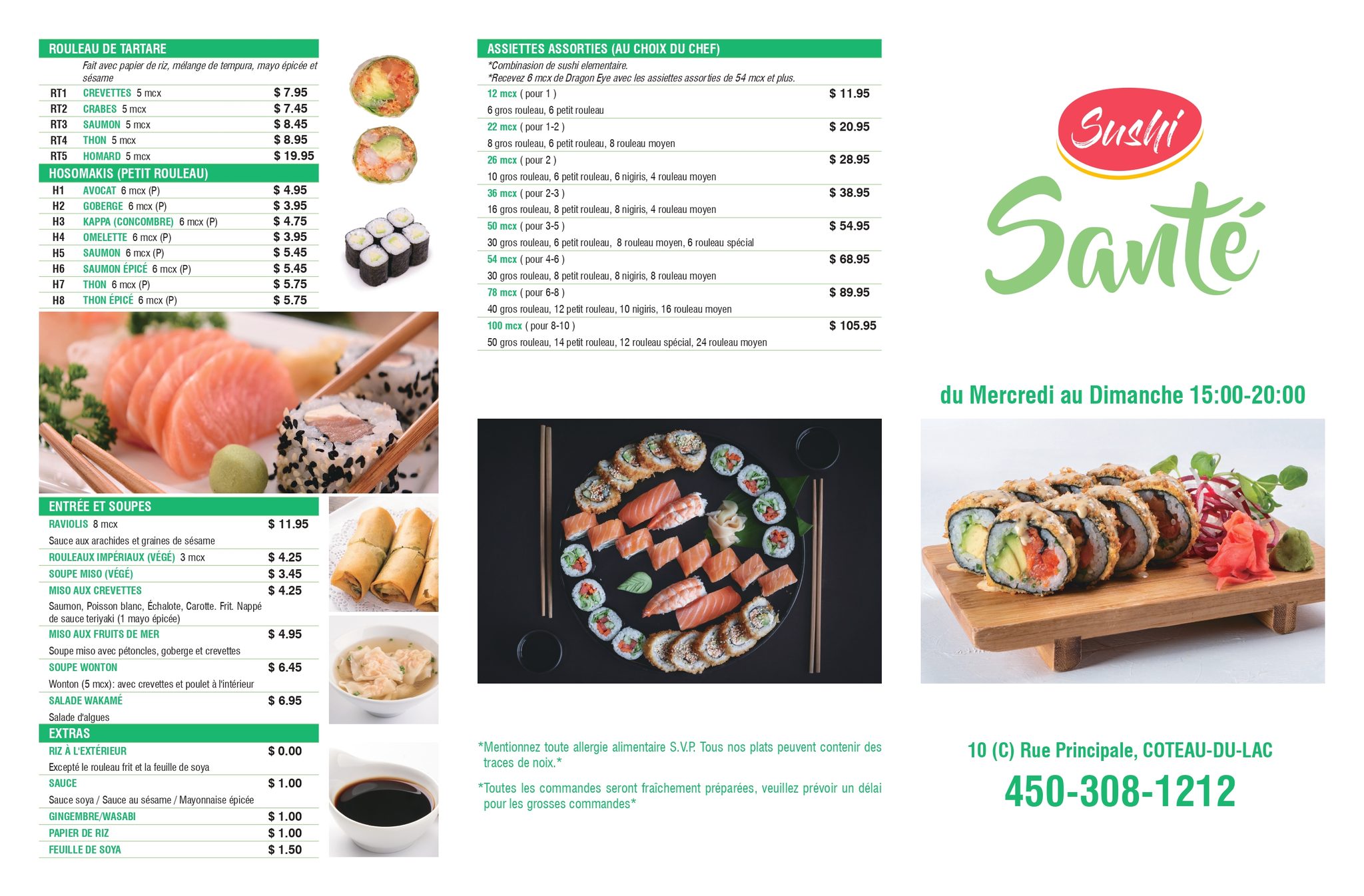 Sushi Santé Menu