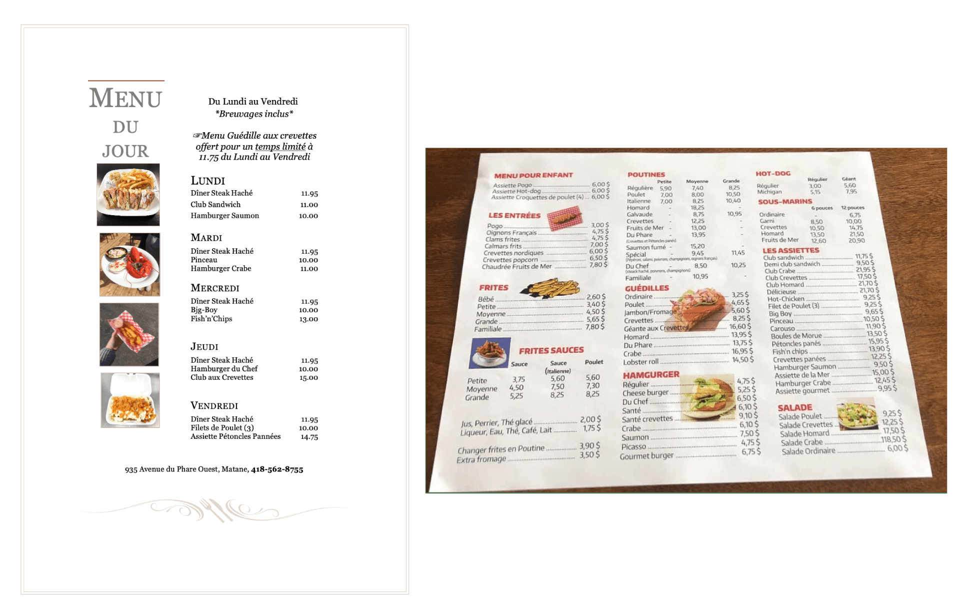 Poissonnerie du Phare Ouest Inc Menu