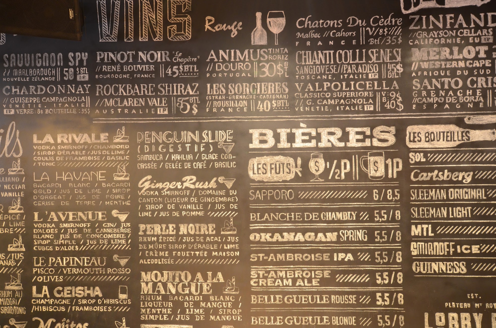 Lobby Bar - Espace Locatif Menu