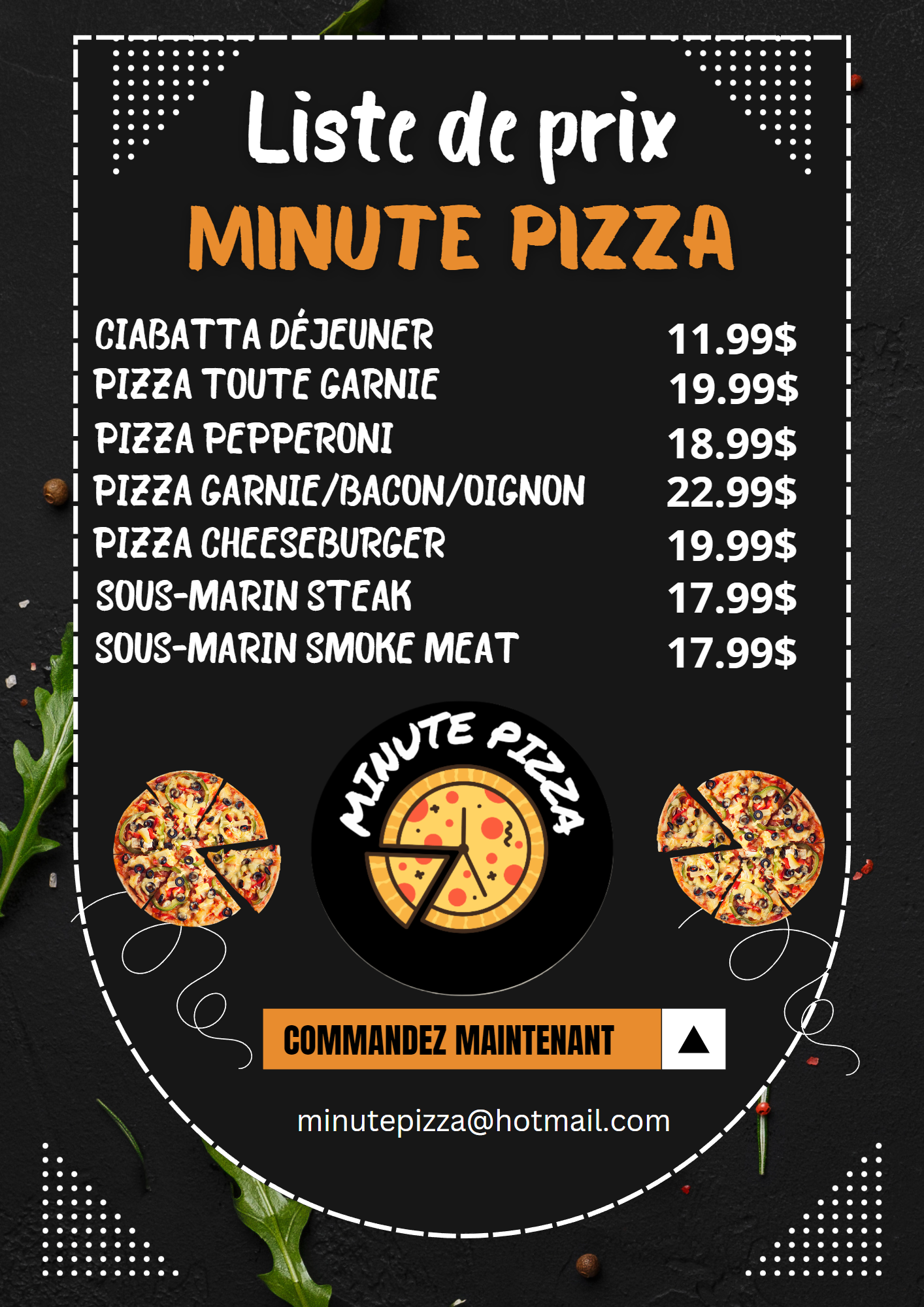 Minute Pizza non rembourseur Menu