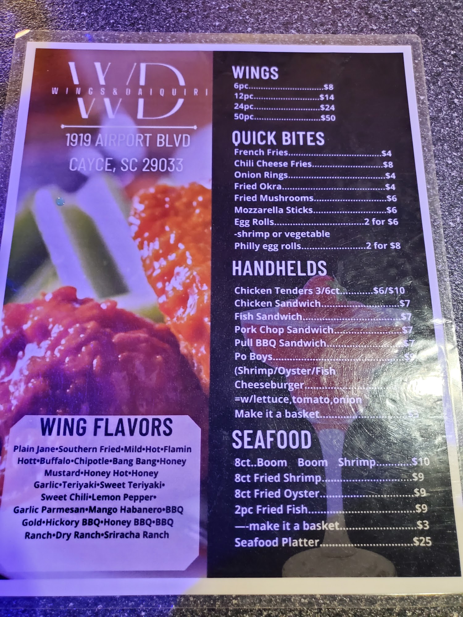 JT's Bar and Grill Menu