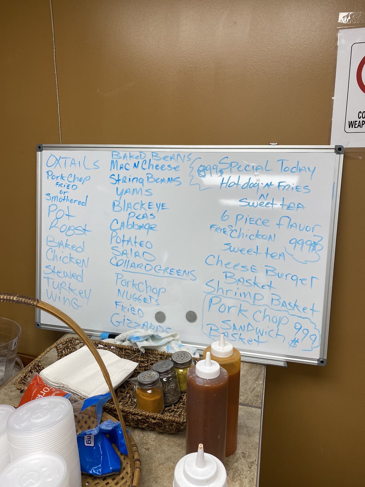 The Southern Way Cafe Menu