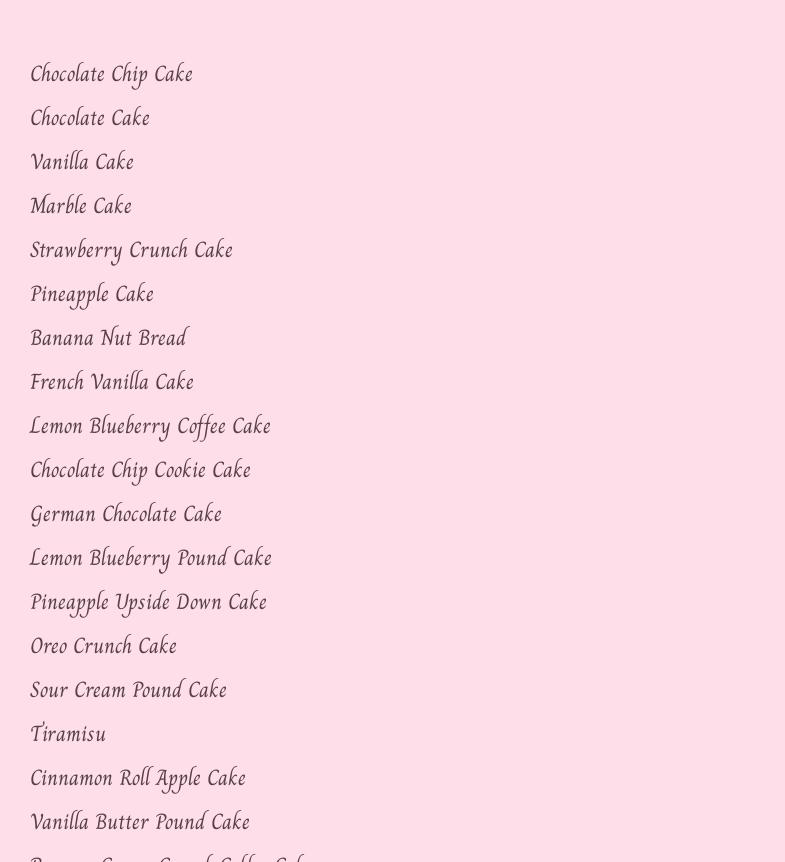 Carolina Coastal Cupcakes Menu