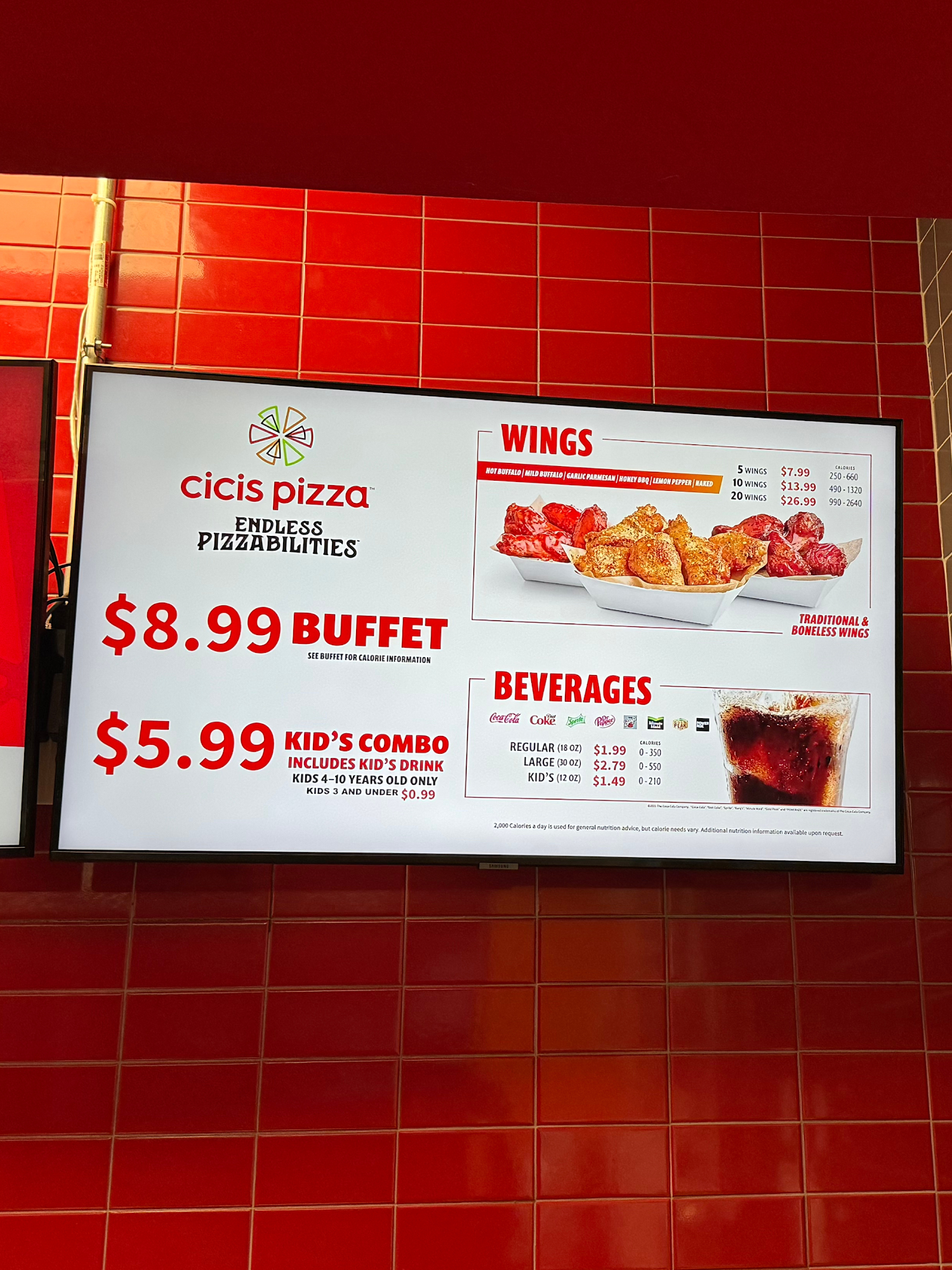 Cicis Pizza Menu