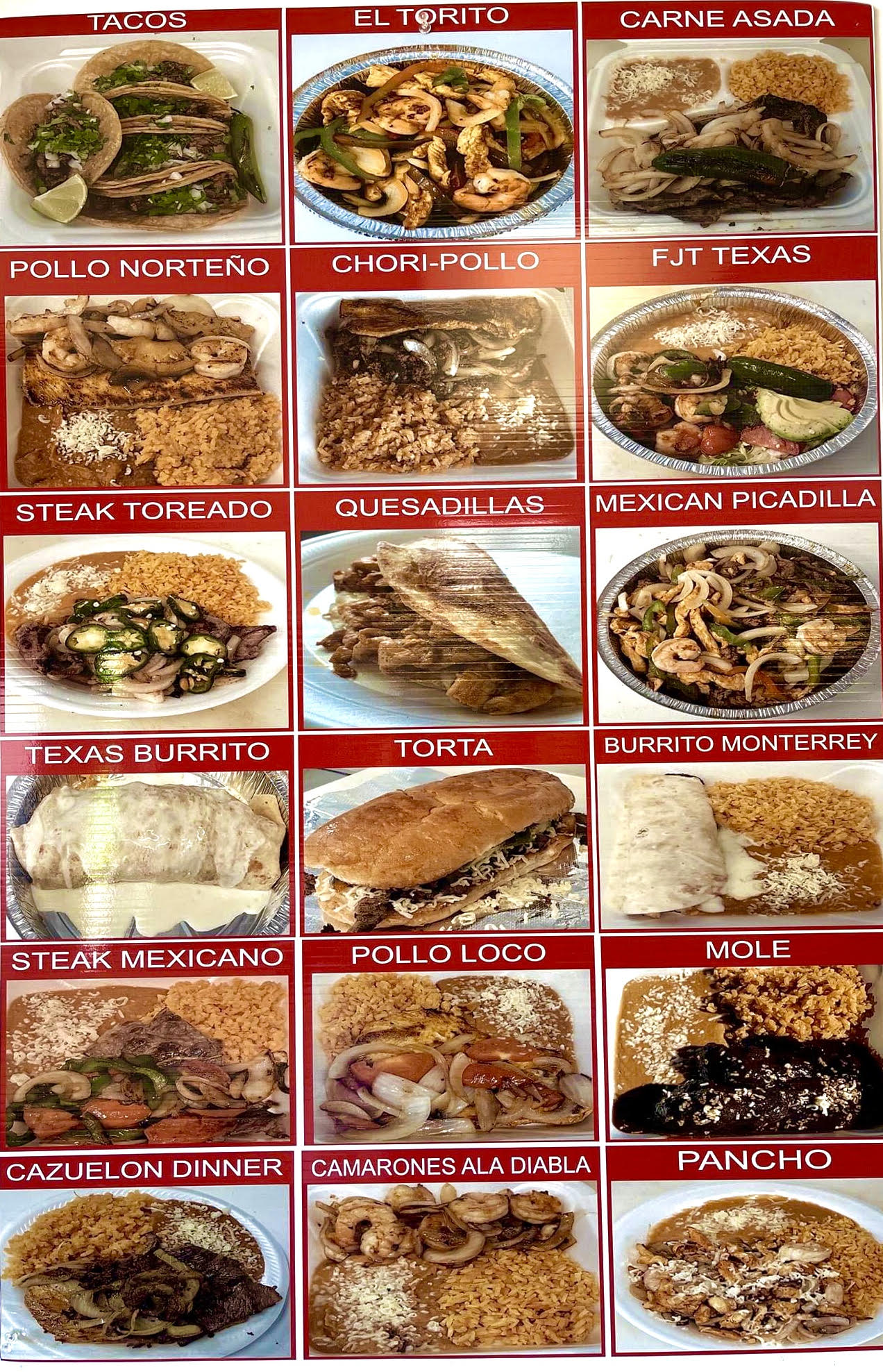 Tienda y Tacos Alazan Menu