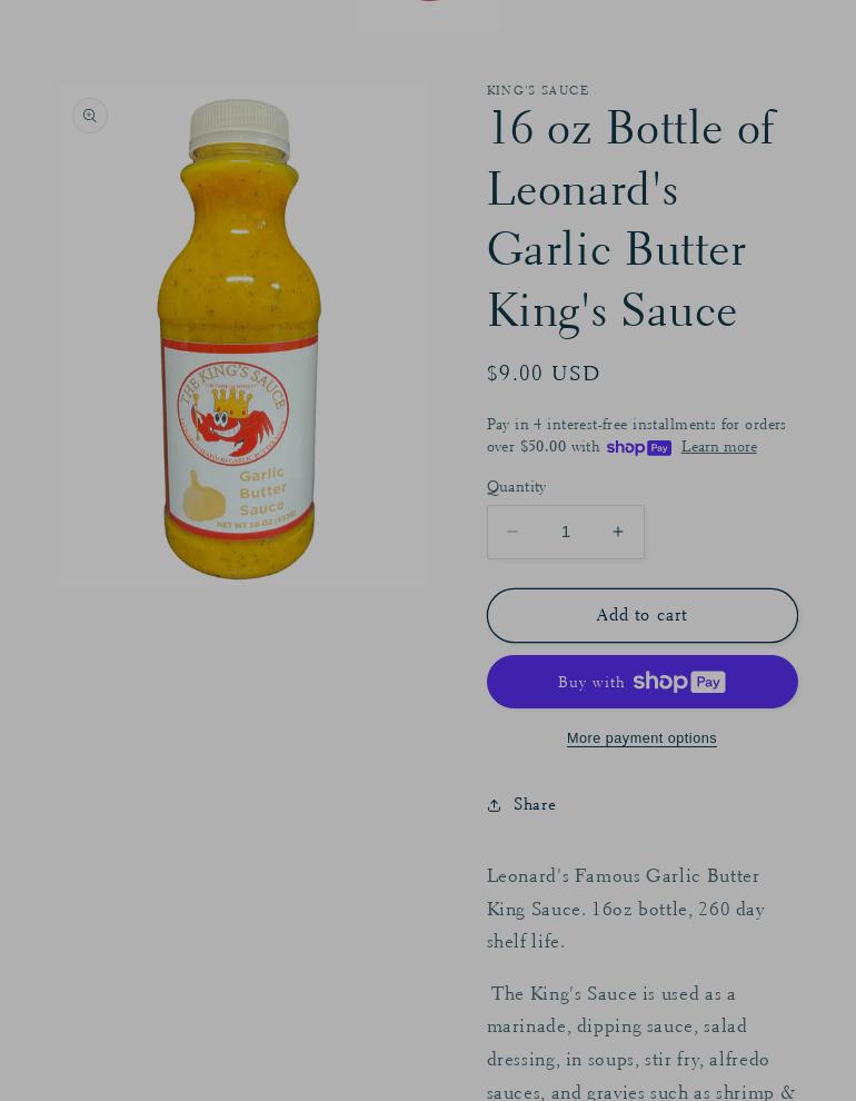 Leonards Seafood Home of the Kings Sauce Menu