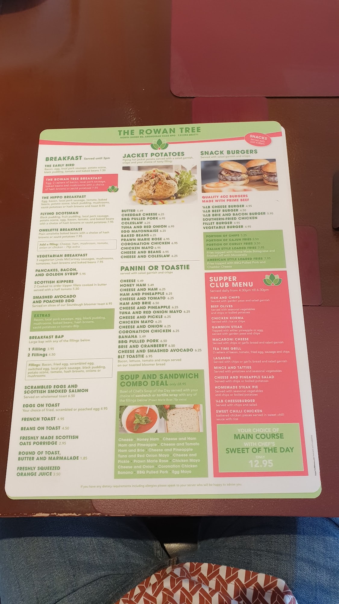The Rowan Tree Restaurant Menu