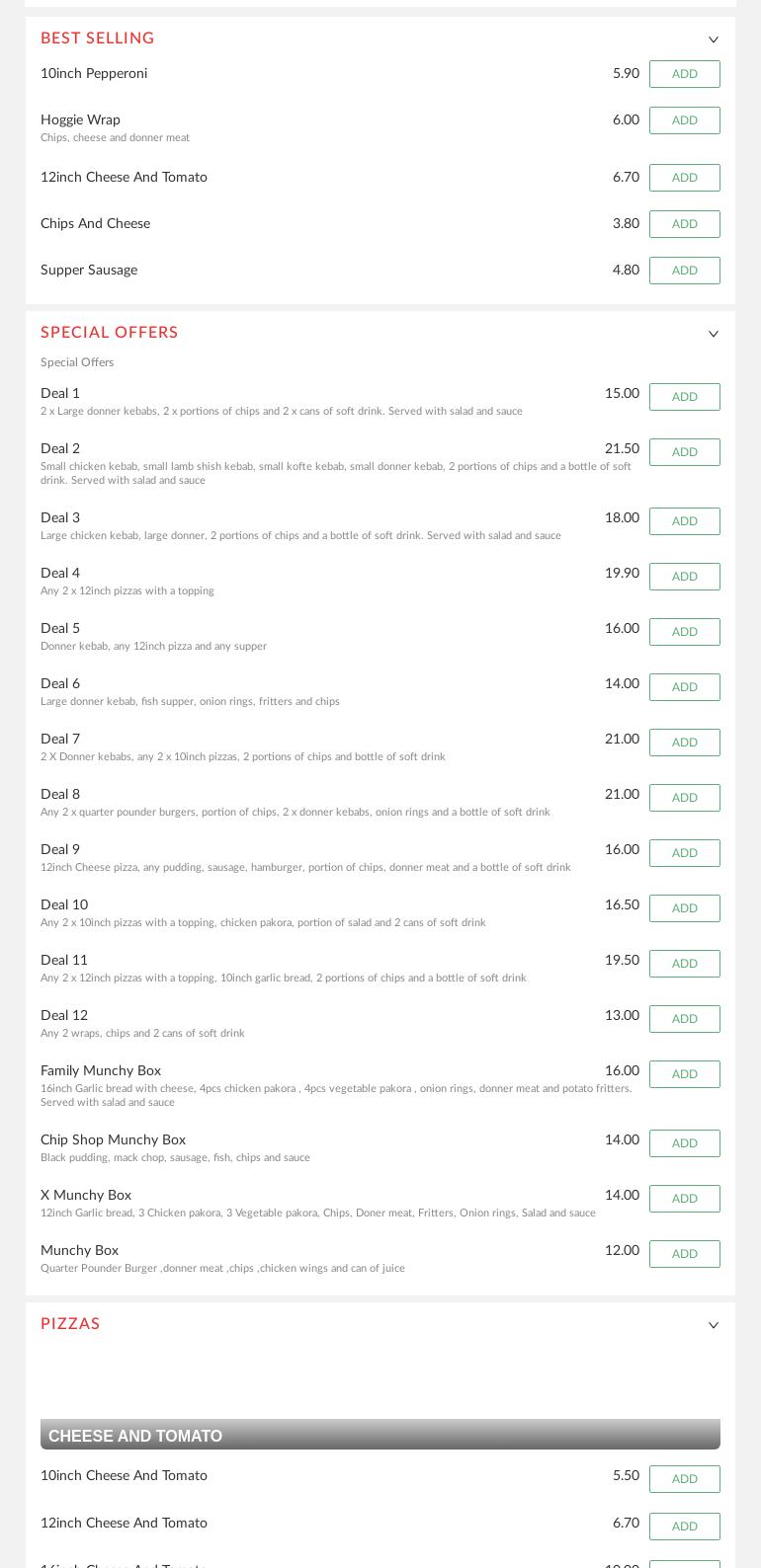 Marmaris Takeaway Menu