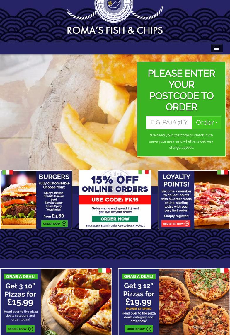 Roma Fish & Chips Menu