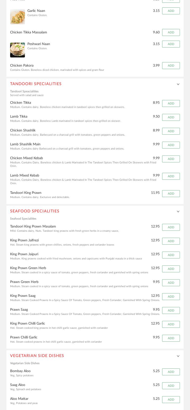 Mint Indian - Indian Menu